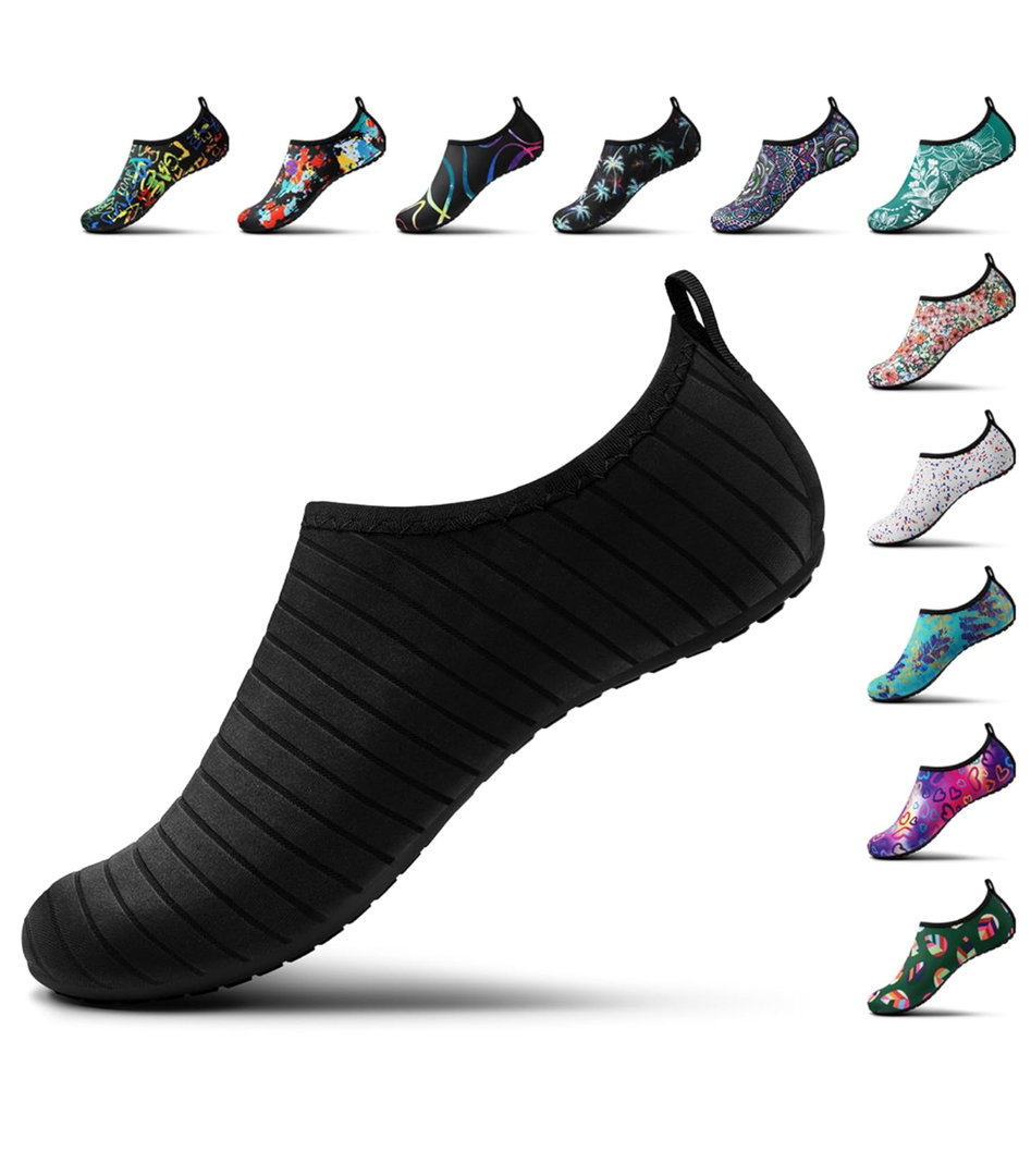 SEEKWAY Water Shoes Women Men Adult Quick-Dry Aqua Socks Barefoot Non Slip for Beach Swim River Pool Lake surf Black SK002(U) 42/43