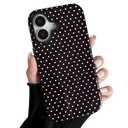 ZTOFERA Magnetic Case for iPhone 16, Polka Dot Phone Case Cute for Girl Women, Compatible with Magsafe, Hard PC+Soft TPU Protective Phone Cover for iPhone 16-Black