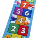Hop and Count Hopscotch Rug, Kids Floor Play Area Rug Game Carpet Crawl Jump Mat, Children Numbers Learning Non-Slip Rug, Great for Ages 3 to 7 Boys Girls, Home Decor, 26''x55'' (26''x55'' (66x140cm))