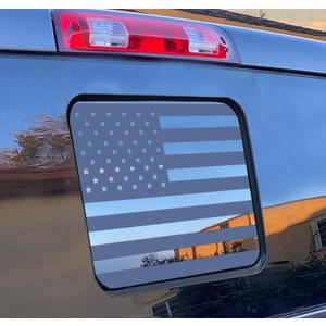 for Jeep Gladiator JT 2020-2025 Rear Middle Window American Flag Decal, Truck Back Center Sliding Window Glass USA Flag Vinyl Sticker, for Jeep Gladiator Exterior Accessories (Matte Black)