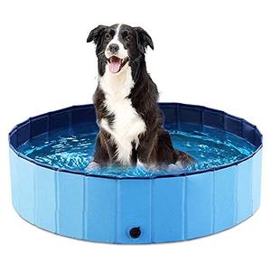 Jasonwell Foldable Dog Pet Bath Pool Collapsible Dog Pet Pool Bathing Tub Kiddie Pool Doggie Wading Pool for Puppy Small Medium Large Dogs Cats and Kids 32" Blue