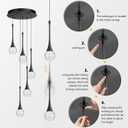 cenzoz 5-Lights Modern Pendant Lights for Kitchen Island LED Dimmable Chandelier Crystal Glam Ceiling Pendant Lighting for Dining Room Hallway Bedroom Lamp Black, 5 Lights Rectangular