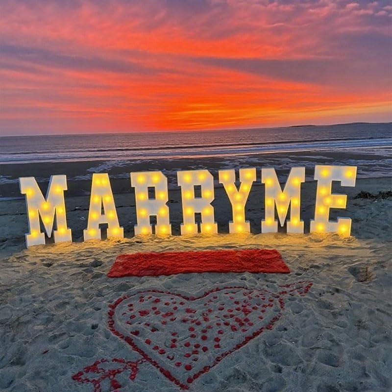 3FT/4FT-MARRY ME White Letter Light, Suitable for Decorating Proposal Parties, DIY Proposal, Valentine's Day, Wedding Day, Unforgettable Proposal Party Surprise (4FT-Marry ME)