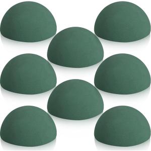 Shihanee 8 Pcs Half Ball Floral Dry Foam Green Round Foam Block Dry Balls Large Flower Craft for Artificial Plant Bouquet Arrangement DIY Craft (4.72 x 2.36 Inches)