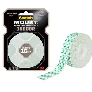 Scotch-Mount Indoor Double-Sided Mounting White Tape, 1 in x 125 in (10.4 ft), Features 3M Industrial Strength Adhesive, No Mess or Tools (314H-MED)