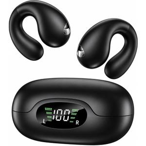 Ultra Open Ear Earbuds, Clip On Wireless Headphones with Open Ear Comfort, Black
