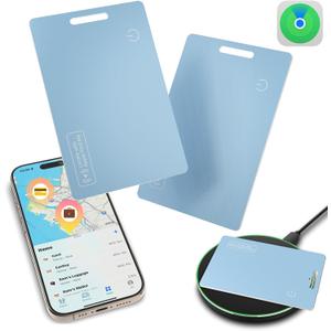 MFi Certified Wallet Tracker Card for Apple Find My, Ultra Slim Rechargeable & IP68 Waterproof Item Finder Locator Tag to Find Lost Wallets, Keys, Luggage (Blue, 1 Pack)