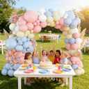 KUKUTrue® Purple Pink Balloon Garland Kit, 108 Pcs Pastel Balloon Arch, Pink Purple with Cream White and Light Grey for Women's Birthday Balloons, Baby Shower Decorations Girl, Bridal Party, Wedding