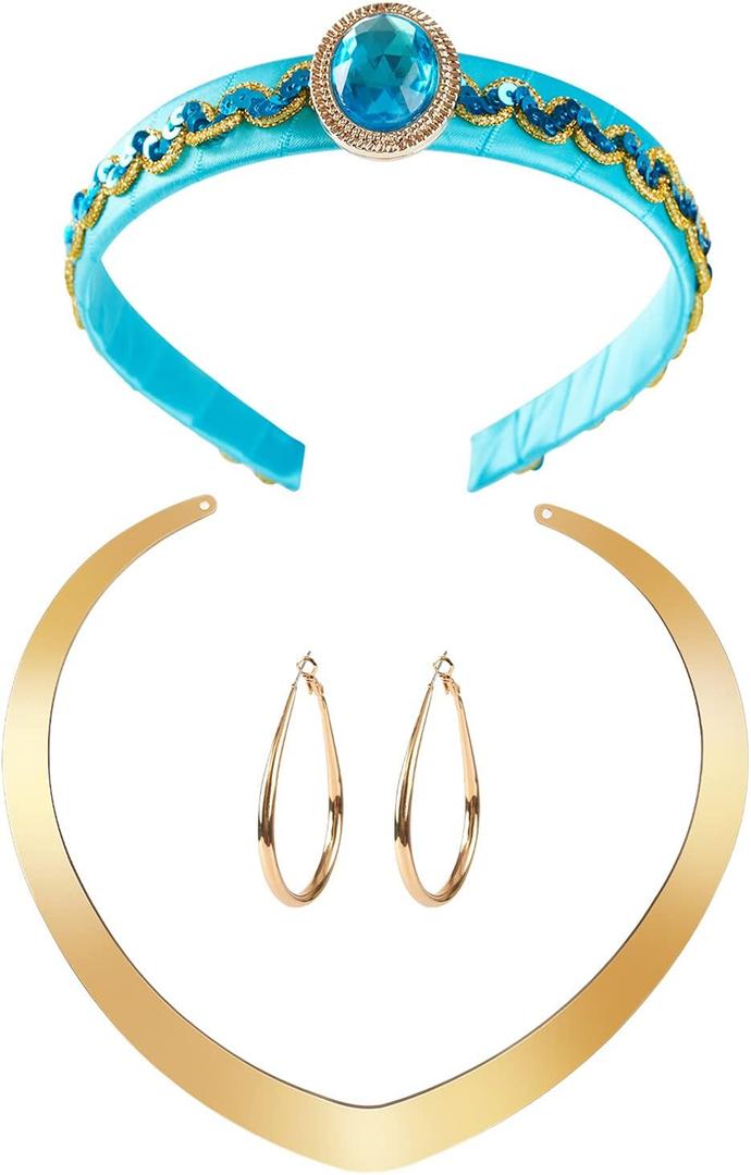 Princess Costume Accessories Women Dress Up Headband Necklace Halloween Cosplay