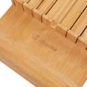 Utoplike In-drawer Knife Block Bamboo Kitchen Knife Drawer Organizer Large, handle Steak knife Holder without Knives, Fit for 16 Knife and 1 Sharpening Steel (Knives & Sharpening Not Included)