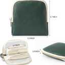 Genuine Leather Travel Jewelry Organizer Case Pouch Bags with Zipper, Small Mini Portable Jewelry Storage Bag for Ring Earrings Necklace Bracelet Travel Essentials Gift for Women（Dark Green）