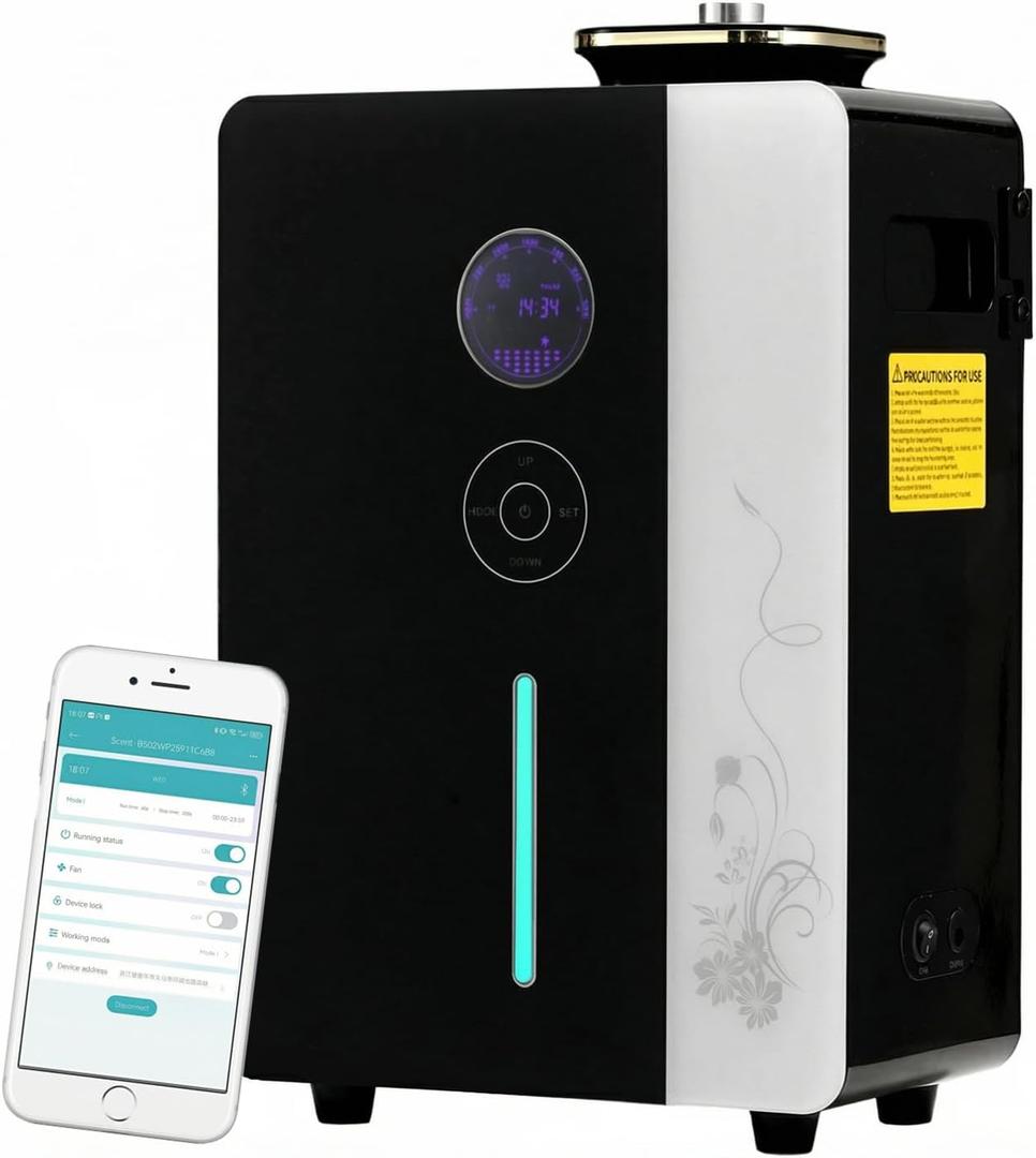 Diffuser - WiFi Air Machine for Home & Commercial Use, Covers 7500 sq. ft., Waterless Cold- Air Nebulizing HVAC Oil Diffuser for Large Room, Hotel, Spa, Office