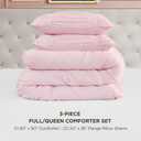 Juicy Couture Ribbon Ruched 3 Piece Full/Queen Comforter Set, Pink Marshmellow Bedding Ensemble