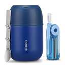 HAWEEK 17oz Soup Thermo for Hot Food Adults Insulated Food Jar Thermo Hot Food Lunch Container Wide Mouth Stainless Steel Lunch Box for Kids with Folding Spoon Cleaning Brush Navy Blue