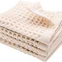 sea me at home Waffle Washcloths Set, 100% Turkish Cotton (Beige)