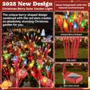 4 Packs Christmas Berry Solar Garden Light with Multiple Colors, Auto ON/Off Solar Lights Outdoor Swaying in The Wind, Christmas Decorating Outdoor Yard Light for Pathway, Pond, Courtyard