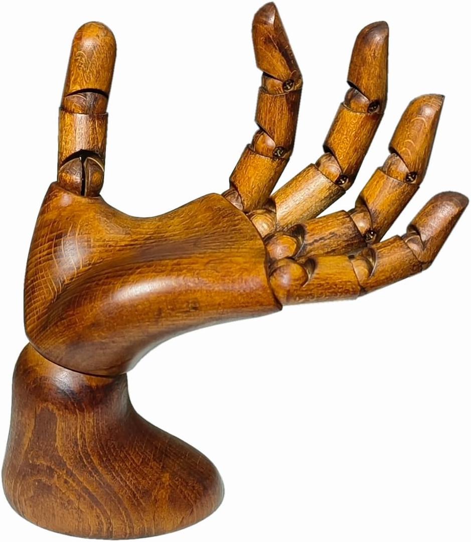 Mannequin,Hand Model,Hand Mannequin for Nails,Drawing,Wooden Hand,Antique Finish Wood Hand,Hand Model for Drawing,Female Hand of Left with Antique Finish.