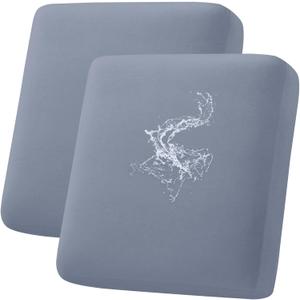 hyha Waterproof Couch Cushion Covers, Stretch Sofa Couch Seat Slipcover for Dog Washable, Non-Slip Waterproof Outdoor Cushion Covers for Patio Furniture Replacement (2 Pieces, Grey)