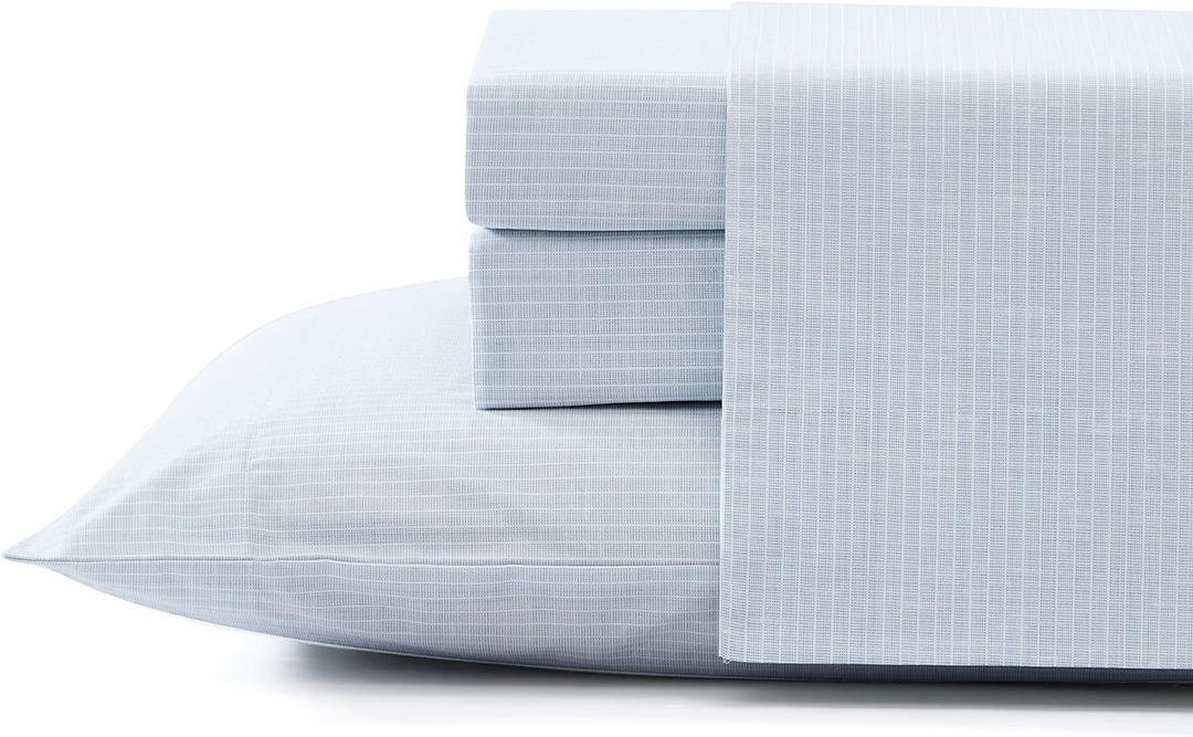 Tommy Bahama - Queen Sheets, Cotton Percale Bedding Set, Crisp & Cool, Stylish Bedding Set (Ala Moana Stripe Blue, Queen)