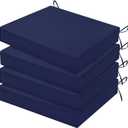 HARBOREST Outdoor Chair Cushions Set of 4, Water Resistant Patio Chair Cushions with Ties, Square Corner Outdoor Seat Cushions for Patio Furniture, 18.5"x16"x3", Navy