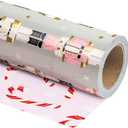 WRAPAHOLIC Reversible Nutcracker Christmas Wrapping Paper - Mini Roll - 17 Inch x 33 Feet - Nutcracker and Candy Cane Design Printed on Pearlized Paper for Chrsitmas, Holiday, Party Celebration