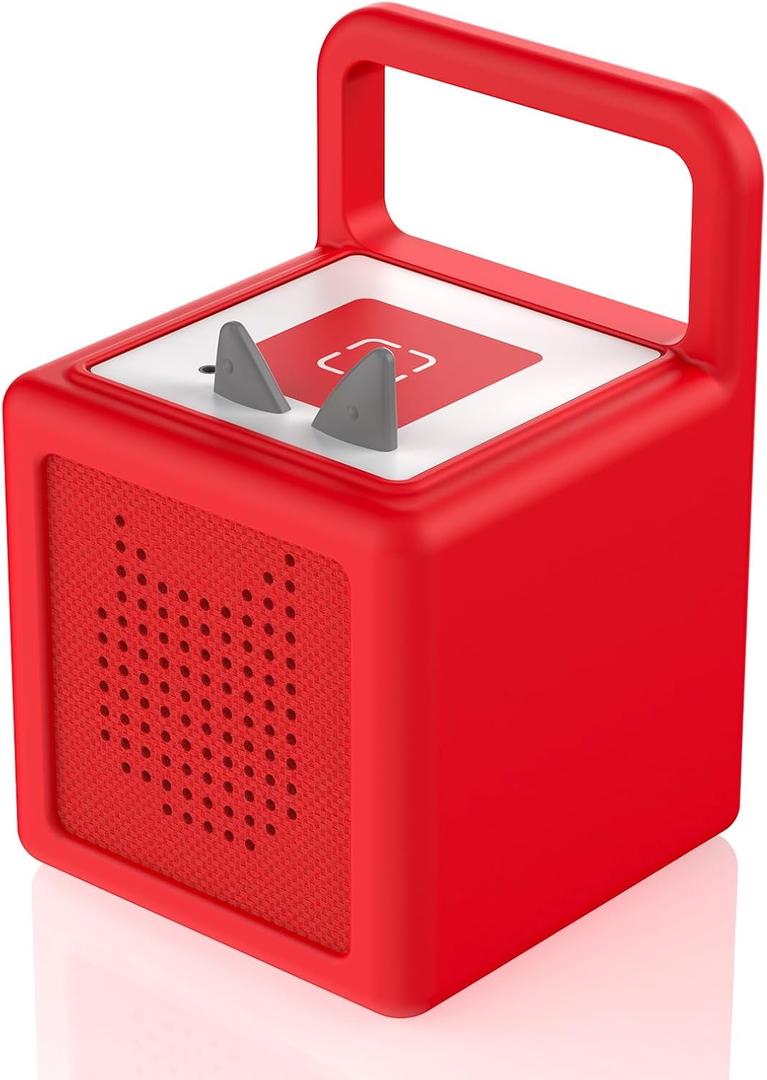 Silicone Case for Toniebox Audio Player, Shockproof Anti-Slip Protective Cover for Toniebox Audio Player, Durable Soft Silicone Sleeve with Easy to Carry Handle (Red)