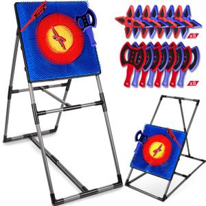 Axe Throwing Game for Backyard, Axe Throwing Target Set with 16 Throwing Axes Outdoor Games Indoor Carnival Yard Lawn Backyard Games for Age 6-12