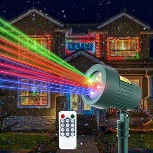 Enhon Christmas Laser Projector Light Show Outdoor, Red Green Blue 3 Color Starry Lights Show, Laser Light with RF Control, IP65 Waterproof Holiday Christmas Outdoor Decor (1 Pack)