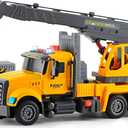 LerBao Large Crane Truck Toys for 3 4 5 6 7 8 Year Old Boys, Truck with Loading Crane,Lights and Sounds Vehicles Toy for Kids Childs Toddlers Christmas Birthday Gift