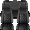 for Tacoma Seat Covers Custom Fit for 2016-2023 Crew Double Access Cab/Extended Cab Toyota Tacoma with Water Proof Faux Leather - Center Console Armrest Covers - Fully Covered (Black)