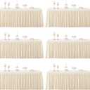 6 Packs Light Champagne Tableclothes for 6 Foot Rectangle Tables, Wrinkle Free Fitted Table Cloth 6ft Stretch Table Cover with Skirt for Parties Weddings Birthday Banquet Baby Shower