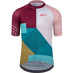 GCRFL Men's Cycling Jersey Short Sleeve Biking Shirt with 3 Rear Pockets + Zipper Pocket Breathable Quick Dry Bicycle Jersey (Large, Purple)