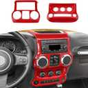 RT-TCZ for Jeep JK Red Dash Accents Radio A/C Controls Cover Trim for Jeep Wrangler JK JKU 2011-2017 ABS Interior Accessories 2pcs