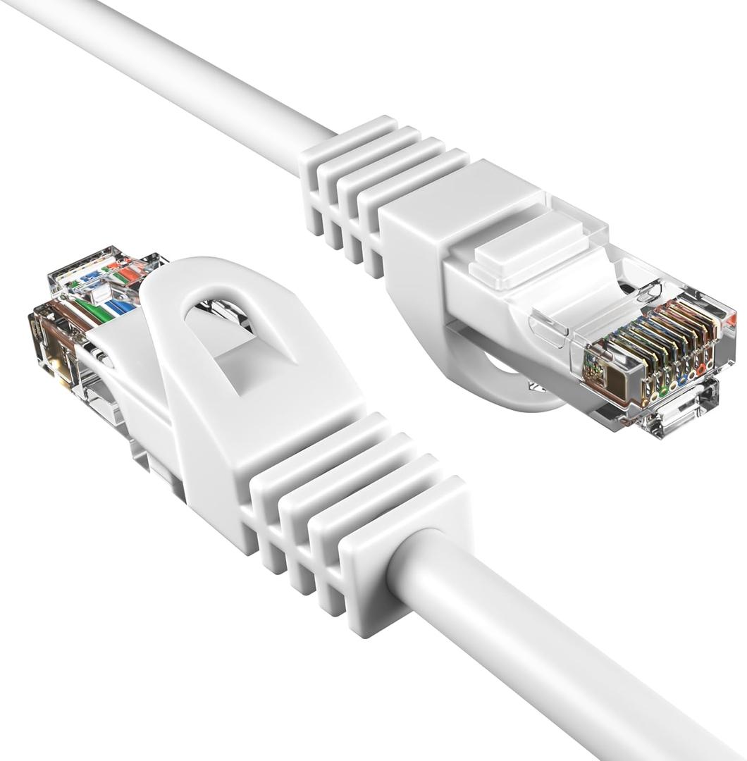 Cables Direct Online Cat5e 30FT Network Ethernet Patch Cable, 350Mhz Internet Wire, Backwards Compatible with Cat5, for PC, Modem, Router, Consoles for Home and Office, White