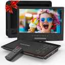WONNIE 12.5" Portable DVD Player for Car with 10.5" Swivel Screen,5-Hour Rechargeable Battery,Car DVD Player with Headrest Mount,Dual Speakers,Remote Control,Support USB/SD Card/Sync TV,All Regions