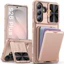 SSLOTSCASE for Samsung Galaxy S26+ Plus Case with Wallet & Sliding Lens Cover & Kickstand & Credit Card Holder & Camera Stand, Military-Grade Protection Phone Case Cover for S26+ Plus 2026, Rose Gold
