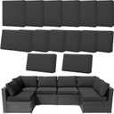 14 Pcs Patio Cushion Covers Replacement Outdoor Couch Cushions Covers Splashproof Sofa Slipcovers Set with Zippers,Patio Furniture Protector, Couch 3 Sizes, Covers Only (Black)