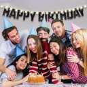 KatchOn, Glitter Black Happy Birthday Banner Light Up - Prestrung, 10 Feet | Light Up Happy Bday Sign | Happy Birthday Decorations for Men, Women, Boys, Girls | Halloween Birthday Party Decorations