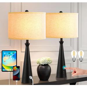 EOEYYOYB Lamp for Bedroom Set of 2 Lamps for Night Stand Black Bedside Lamps Modern Living Room End Table Lamps