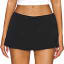 AnotherChill Women's Low Waist Micro Mini Skorts Skirt with Built-in Shorts Sexy Stretch Black Skirts Basic Summer Outfits