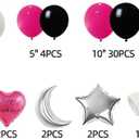 Black and Pink Party Decoration Set Happy Birthday Backdrop Birthday Decor Including Confetti Balloons Shaped Balloons and Accessories (Black+Pink)