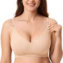MOMANDA Seamless Nursing Bras for Breastfeeding Beige Small