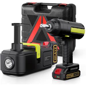E-HEELP Cordless Electric Hydraulic Car Jack Kit 5 ton with Lithium Battery Includes Cordless Impact Wrench Rechargeable Touchscreen Jack All-in-One Portable Tool kit for Efficient Car Maintenance