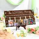 Wood Memory Table Sign 16 x 8 Inch in Loving Memory Wedding Sign with 5 Clips Wedding Decor for Ceremony and Reception Wooden Memorial Picture Board to Honor Souls(Eucalyptus 3)