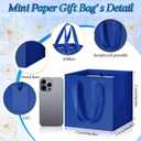 Windyun 50 Pcs Mini Paper Gift Bags with Handle 6 x 6 x 6'' Square Small Favor Bag with DIY Thank You Tag for Christmas Birthday Wedding Bridal Shower Bridesmaid Graduation Party (Dark Blue)