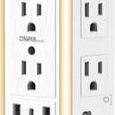 USB Wall Charger Surge Protector, Super Electro 6 Outlet Extender with 3 USB Charging Ports (5V 3.4A Total) and Night Light, 3-Sided 1500J Multi Plug Wall Outlet for Home, Office, ETL Listed