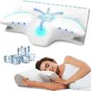 Cervical Pillow for Neck Pain Relief, Cooling Contour Memory Foam Pillows Support Odorless Ergonomic Neck Pillow Adjustable Orthopedic Bed Pillow for Side Back Stomach Sleeper with PillowcaseWhite