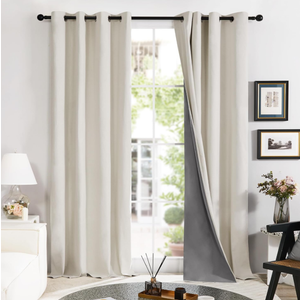 Deconovo Linen 100% Blackout Grommet Curtains for Bedroom and Living Room,Cream,52W x 108L Inch,2 Panels