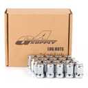 GAsupply 12x1.5 Chrome Lug Nuts, 3/4 inch 19mm Hex 1.38 inch 35mm Tall, Closed End Bulge Acorn Cone Seat Lug Nut, 20 Pack (Silver)