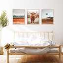Whaline 6Pcs Highland Cow Wall Art Prints Farmhouse Rural Landscape Wall Decor Windmill Cornfield Art Poster for Gallery Bedroom Living Room (UNFRAMED 8 x 10in)